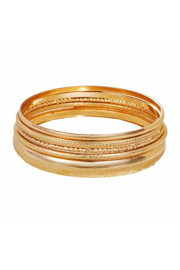 5Pcs Gold Bangles for Women Flexible Stacking Girls Jewelry Electroplating Gold Bangles for Women Gold