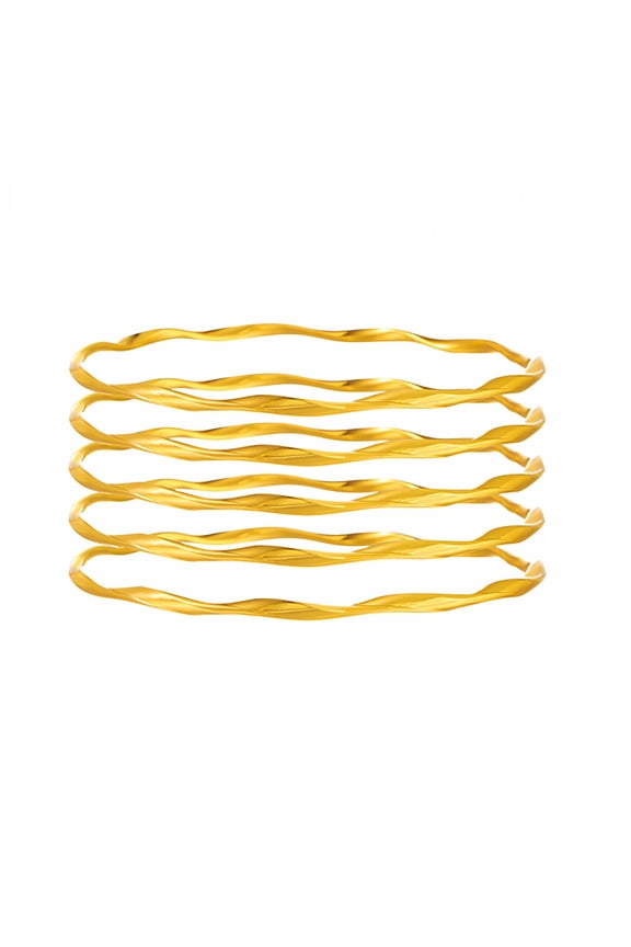 5Pcs Gold Bangles for Women Flexible Stacking Gold Bangle Bracelets Electroplating Girls Jewelry for Women Gold