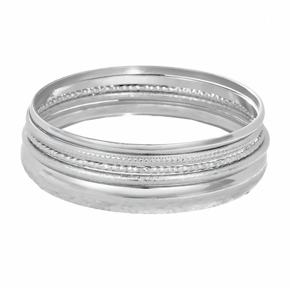 DESIGNICE 5Pcs Gold Bangles for Women Flexible Stacking Silver Bangles Electroplating Jewelry for Women Silver