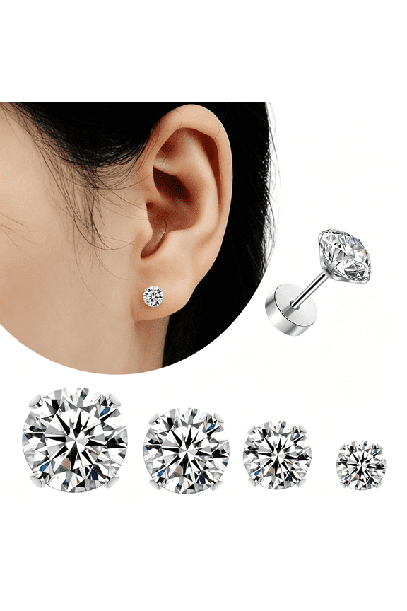 5Pcs Mens Earrings Cartilage Beads Cubic Zirconia Earrings Studs Flat Back Stud Earrings Jewelry for Women