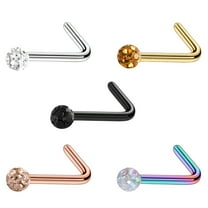 DESIGNICE 5Pcs Nose Studs,10G Cz Nose Rings Hoops,Stainless Steel Nose Stud