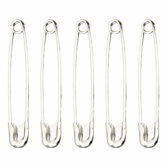 DESIGNICE 5Pcs Safety Pins,Reinforced Design Safety Pins,Stronger Holding Large Safety Pins,Silver-1