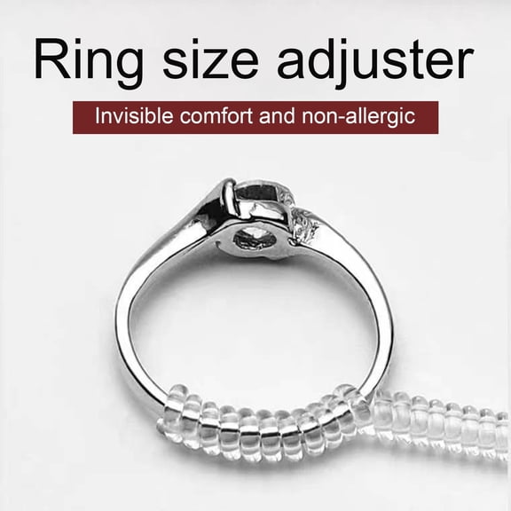 DESIGNICE 5Pcs/Set Ring Size Adjuster Invisible Soft Texture Comfortable Wearing Jewelry Guard Spiral Silicone Tightener for Loose Rings Ring Tightener