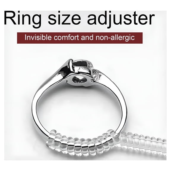 DESIGNICE 5Pcs/Set Ring Size Adjuster Invisible Soft Texture Comfortable Wearing Jewelry Guard Spiral Silicone Tightener for Loose Rings, 5 mm Circle