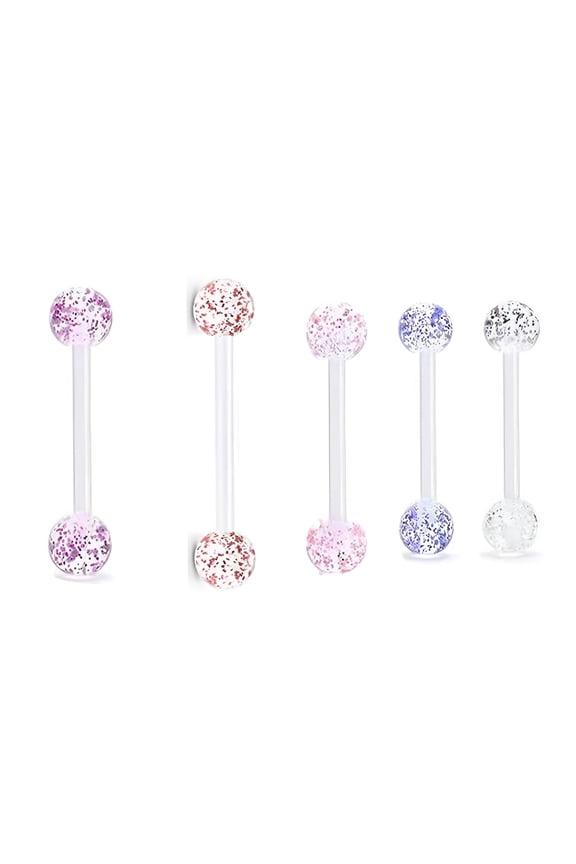 2026 New 5Pcs Tongue Rings,Firm Attachment Shake-Free Design Tongue Piercing Jewelry,Color-Lock and Consistent Glow Tongue Rings for Women,Color Mixing1