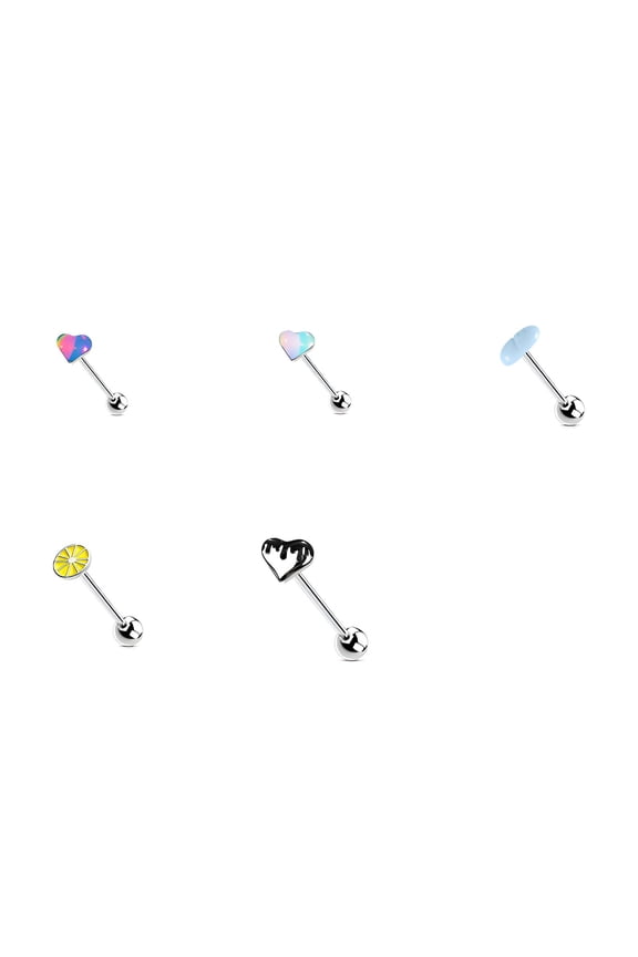 5Pcs Tongue Rings,Ingestible-Safe Regulation Level Piercing Jewelry,Long-Term Hue and Reflective Surface Body Jewelry for Women,Mixing1