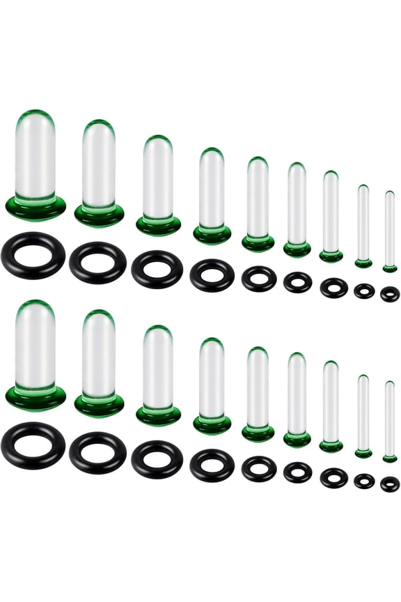 6-18Pcs Glass Ear Stretching Kit 1.6-7Mm/7.5-12Mm Plugs for Ears Gauges with O-Rings Single Flare Glass Gauge Stretching Kit Ear Expander Body Piercing Jewelry for Women Men
