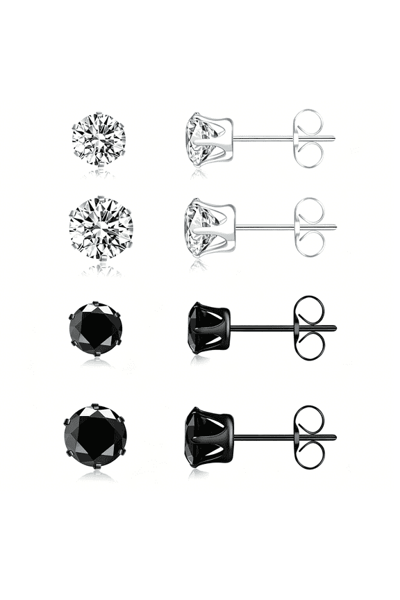 6/7 Pairs 14K Gold Plated Stud Earrings for Women Men Hypoallergenic Earring Studs Set Cubic Zirconia Studs Earrings