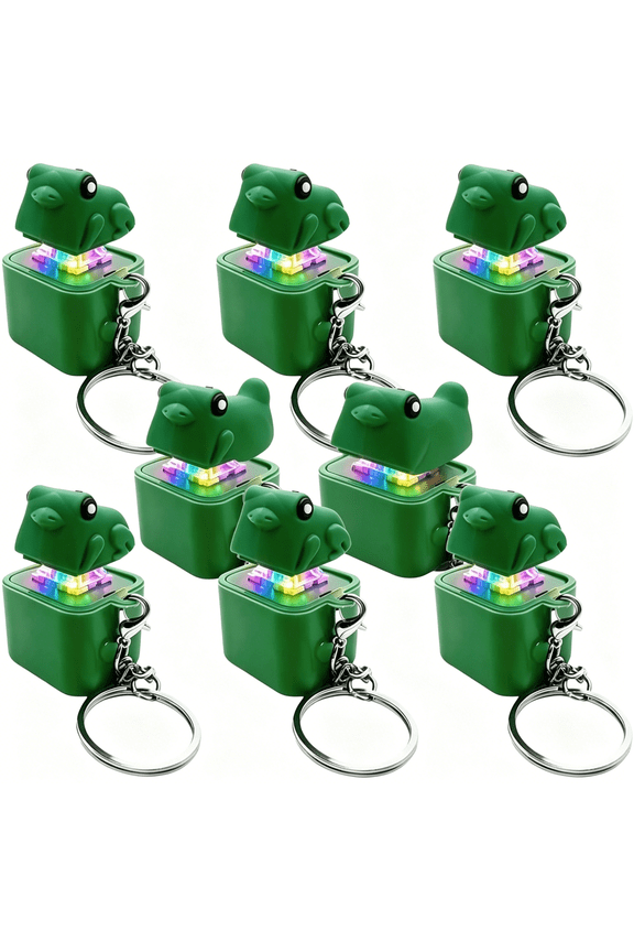 6 Pack Frog Fidget Keychains, Rechargeable Keyboard Clicker with Sound and Colorful Led Light, Green Portable Clicker Keychain for Desk, Bag, Keys, Office and Travel