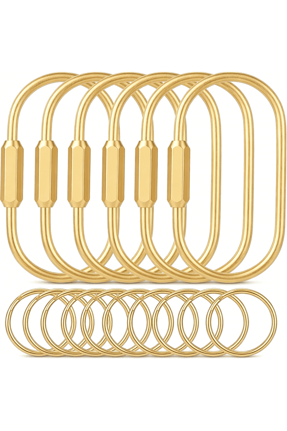 6 Pack Gold Carabiner Key Ring Clip,Brass Screw Locking Keychain Holder for Backpacks,Bag Charms for Handbags&Purses,Durable Key Chain Hooks Accessories for Women&Men