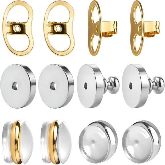 DESIGNICE 6 Pairs Earring Backs for Droopy Ears Secure Locking Stud Clutches Heavy Earring Lifters
