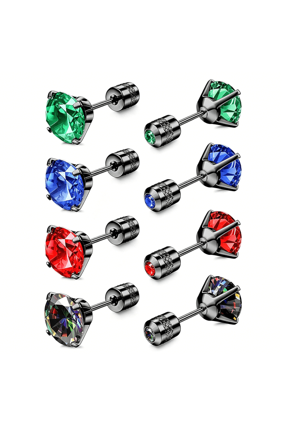 6 Pairs Titanium Screw Back Earrings for Men Women Surgical Stainless Steel Stud Earrings Hypoallergenic Multicolor Double Side Earrings Piercing Sleeper Studs Jewelry 6Mm