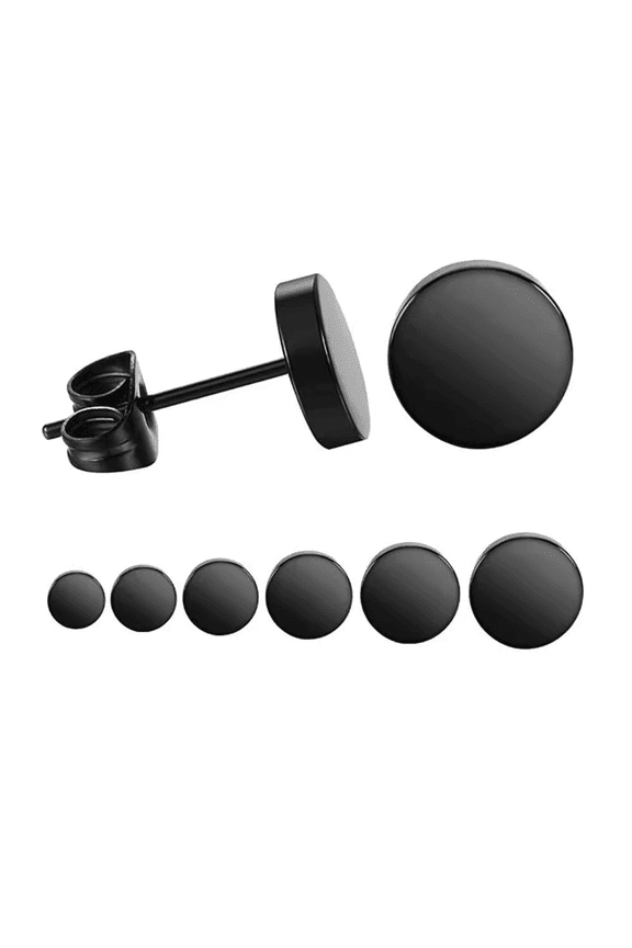 6 Pcs Stainless Steel Earrings-Petite and Delicate ,Titanium Steel Round Cake Earrings