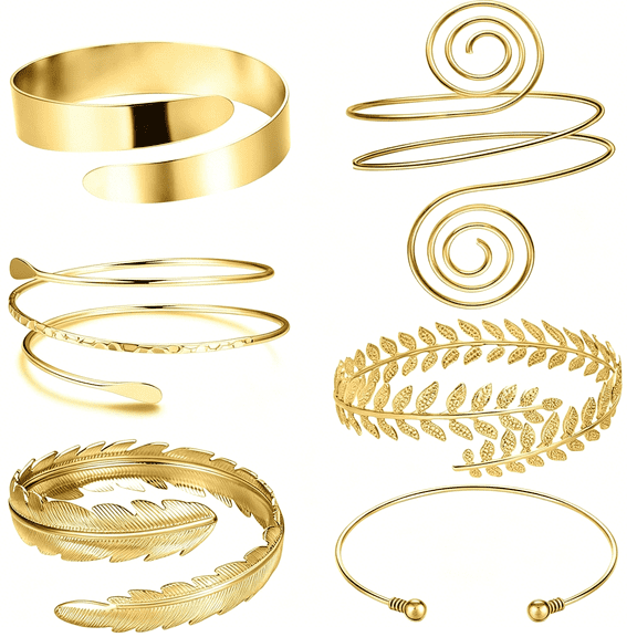 DESIGNICE 6 Pieces Arm Cuff Upper Arm Band Cuff Bracelet Bangle for Women Adjustable Armband Set Cuff Bracelets for Women