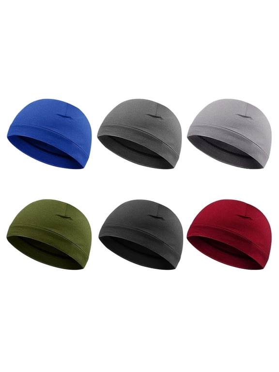 6 Pieces Men Caps Cotton Beanies Sleep Hats Multifunctional Helmet Liner Cap for Men and Women