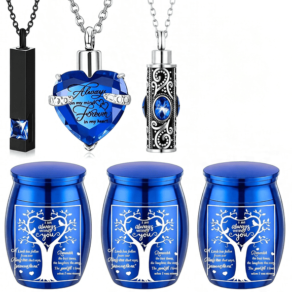 DESIGNICE 6 Pieces Tree of Life Cremation Urn Set for Ashes Sharing Urns for Human Waterproof Cremation Jewelry Urn Necklaces for Ashes for Women Men Durable Urns for Human Ashes