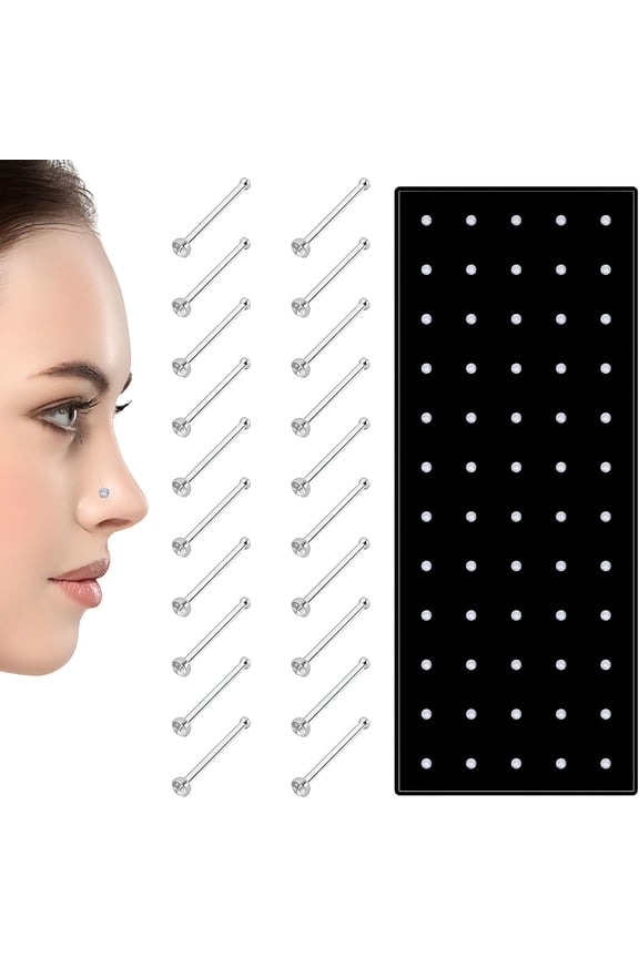60 Pcs Nose Studs Nose Rings,1.5 Mm Tragus Piercing Nose Piercings Rhinestones,Stainless Steel Helix Piercing Tiny for Women Men Tragus Nose Medusa Lip Labret