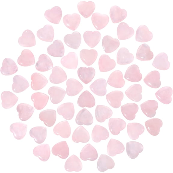 DESIGNICE 60 Pcs Rose Quartz Crystals,Heart Natural Polished Crystal,0.8 Inch Mini Healing Stone,Worry Stone Bulk,Love Carved Palm Thumb Gemstone for Reiki Energy Balancing Meditation(Pink)