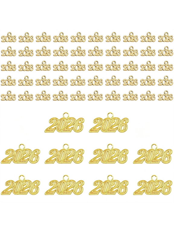 60Pcs 2026 Year Charms for Diy Jewelry Keychains Bracelets Necklaces Earring Graduation Cap Charms Wedding Party Crafts Accessory 2026 Tassel Charm