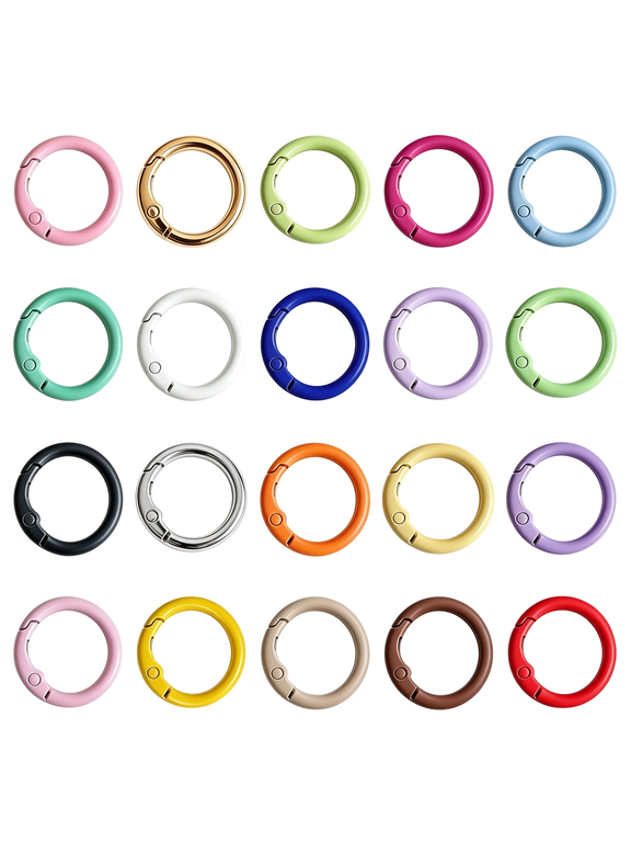 60Pcs Carabiner Clip ,Metal Key Ring Clip Circle Keychain Rings Round Carabiner Spring O Ring Snap Hook Key Chain Clips for Diy Keychain Bag Charm Handbag Purse