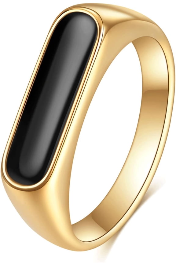 6Mm Signet Stainless Steel Band Ring14K Gold Plated Fashion Cute Stacking Wedding Engagement Fidget Ring Fo Women Men Teen,Size 3-12