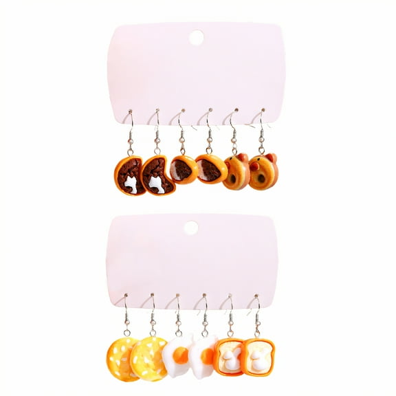 DESIGNICE 6Pairs Fun Earrings,Plastics and Resins Earring Set,Donut Stud Earrings for Women,Style1