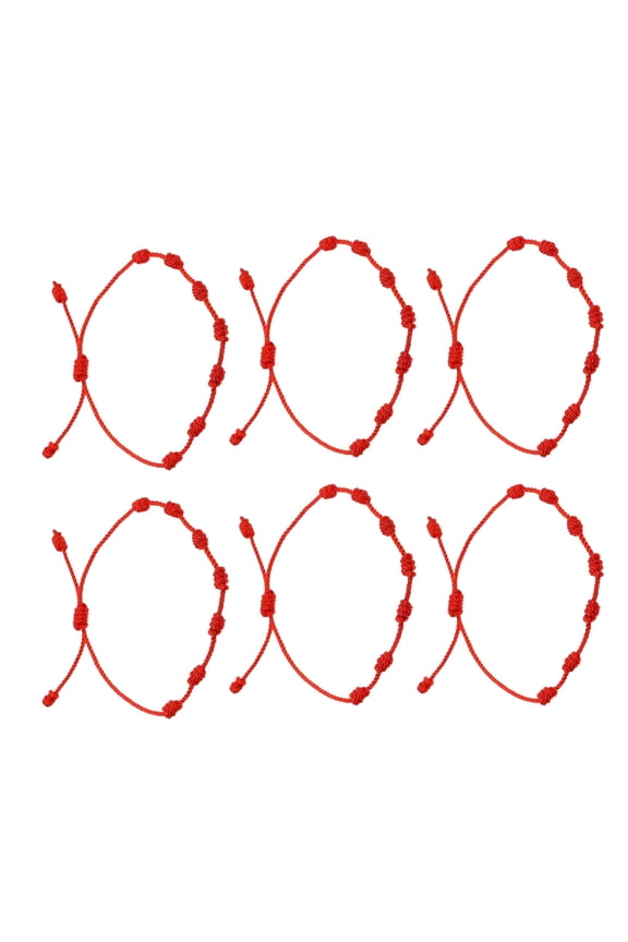6 Pcs Red String Bracelets for Women,Protection Knot Bracelet,7-Knot Woven Anklet