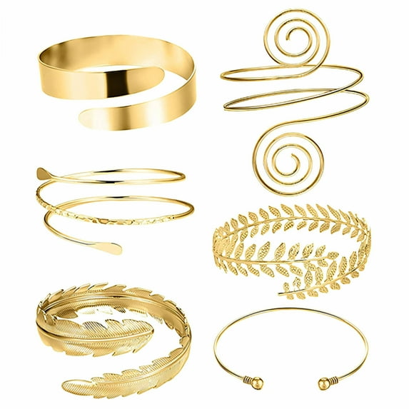DESIGNICE 6Pcs Gold Bangles for Women Spiral Design Gold Arm Cuff Skin-Friendly Electroplating Process Bangles for Women Gold1