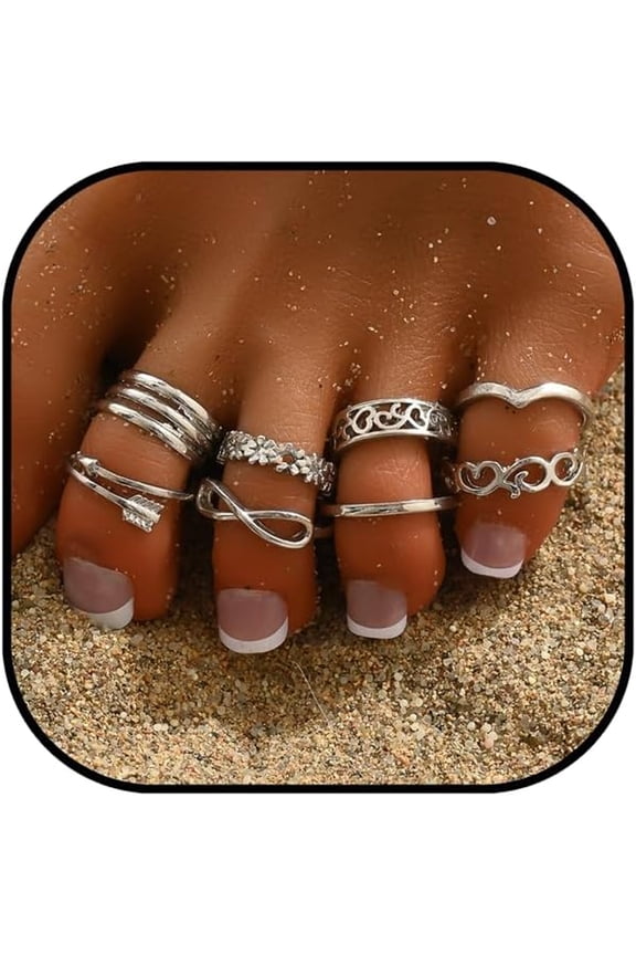 6Pcs Gold Toe Rings for Women Adjustable Band Rings Open Toe Ring Set Beach Foot Jewelry Adjustable