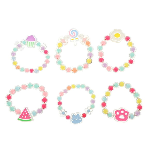 DESIGNICE 6Pcs Plastic Bracelet Kids Bracelets Toddler Beaded Bracelet Kids Jewelry Elastic Bracelets Toddler Bracelets