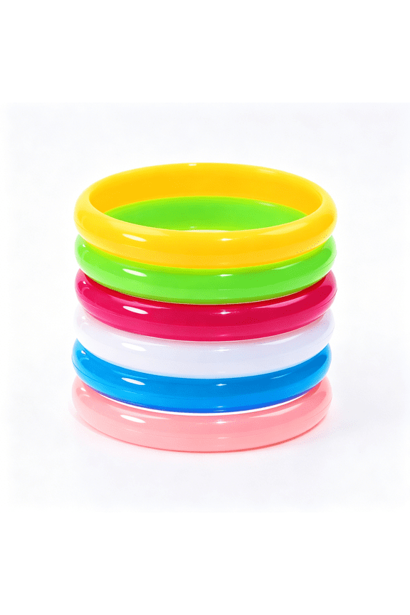6Pcs Retro Resin Bracelets, 80s 90s Candy Color Plastic Bangle Jewelry for Costume Party
