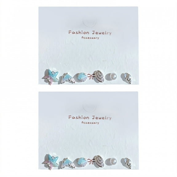 DESIGNICE 6Pcs Summer Earrings,Corrosion‑Safe Summer Earrings for Women,Alloy Material Earrings for Women Trendy,Stud Earrings for Women for Outdoor,Style1