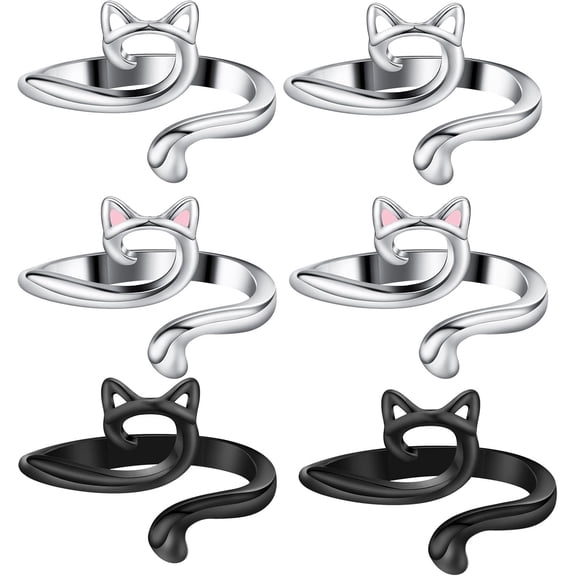 TUWAFE 6pcs Metal Knitting Crochet Loop Ring,Finger Yarn Guide Adjustable