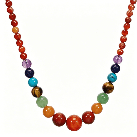 DESIGNICE 7 Chakra Necklace for Women Strong Healing Crystal Genuine Stone Beaded Gemstone Necklace 20 inches Jewelry Gifts for Women Mom