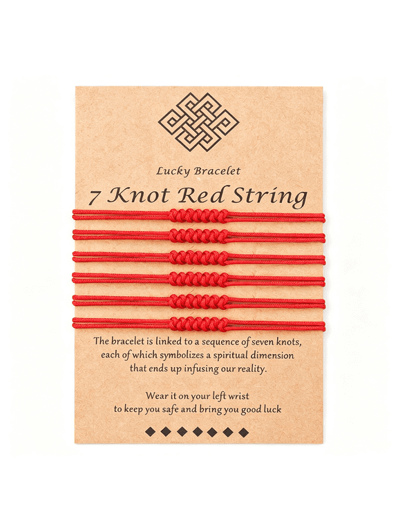 7 Knots Red String Bracelet Good Luck Protection Gift Kabbalah Thread Handmade String Bracelets for Women Men Family Handmade Red String Bracelet