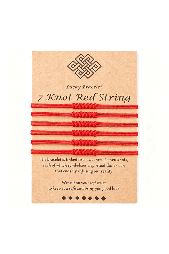 7 Knots Red String Bracelet Good Luck Protection Gift Kabbalah Thread Handmade String Bracelets for Women Men Family Handmade Red String Bracelet