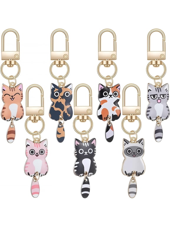 7 Pcs Cat Keychain,Cute Cats Charms,Cat Key Chains,Kitty Keyring,Cats Accessories for Women Car Keys Purse