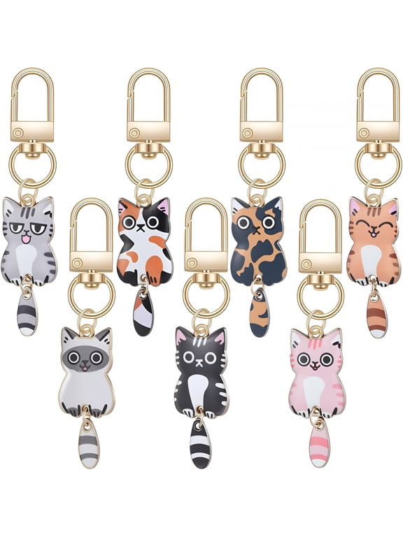 7 Pcs Cat Keychain,Cute Cats Charms,Cat Key Chains,Kitty Keyring,Cats Accessories for Women Car Keys Purse