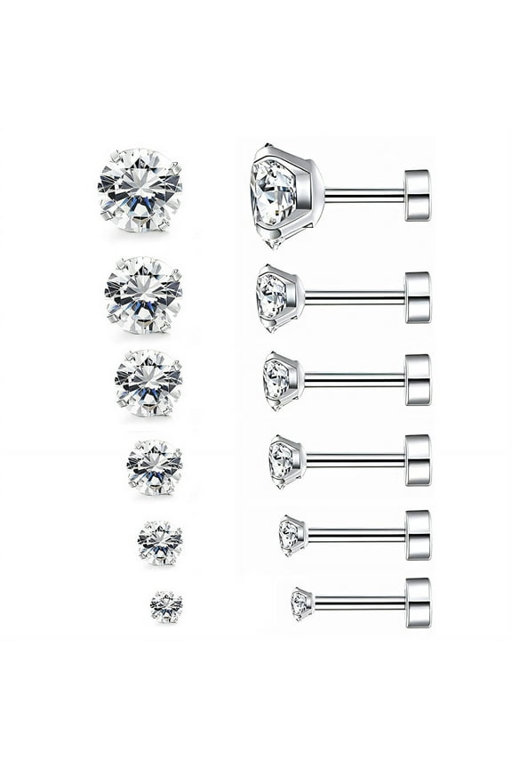 7 Pcs Sterling Silver Earrings,Comfortable Earrings Silver,Stable 925 Sterling Silver Earrings