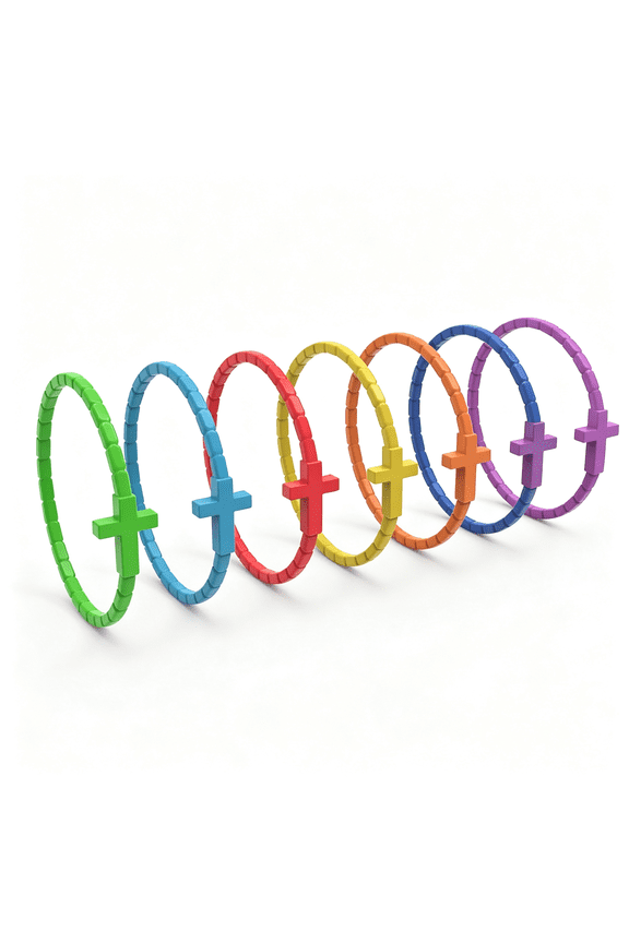 7Pc Silicone Jesus Bracelets Cross Bracelet Silicone Material Cross Bracelet