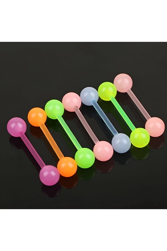 7Pcs Body Piercing Jewelry Luminous Glow Acrylic Tongue Rings