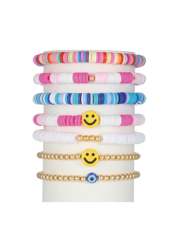 7Pcs Bracelets for Teen Girls,Minimalist Stretch Bracelets for Effortless Style,Inspirational "What Would Jesus Do" Bracelets for Thoughtful Messaging