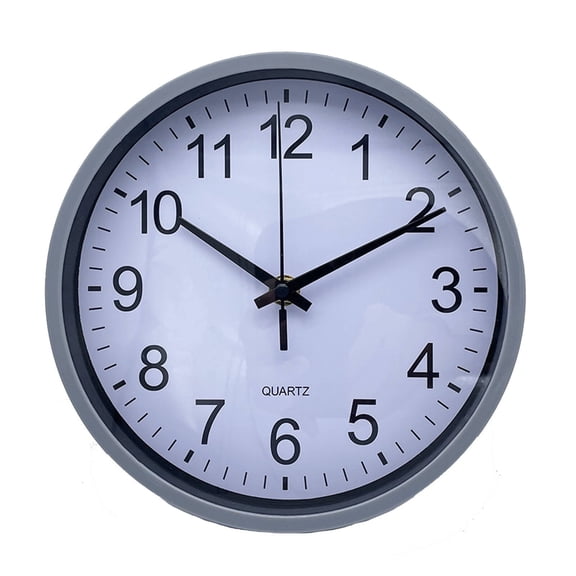 DESIGNICE 8-Inch Silent Wall Clock, Eco-Friendly Metal Frame Bathroom Clock, Non-Ticking Sweep Movement Timepiece for Home, Office, and Kitchen, Gray