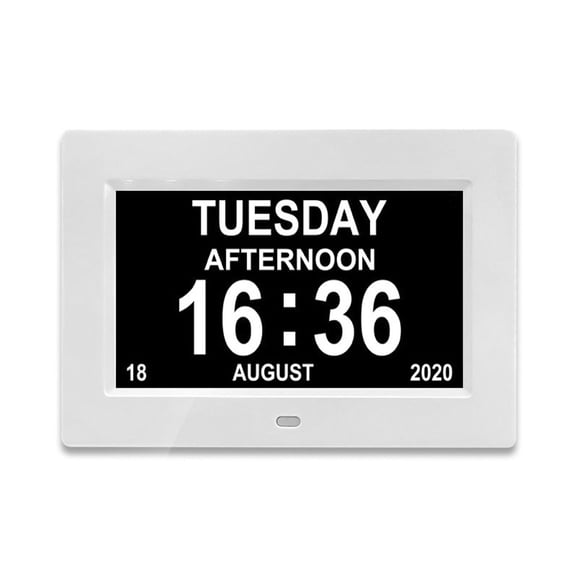 DESIGNICE 8" Large Screen Display Digital Calendar Day Clock 12 Alzheimers Sufferers Elderly Seniors Memory Loss Impaired Non-Abbreviated Dementia Clock