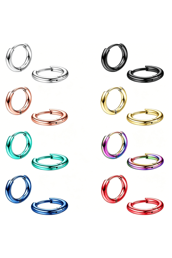8 Pairs 316L Surgical Stainless Steel Small Hoop Earrings for Men Women Hypoallergenic Huggie Hoop Earrings Cartilage Helix Lobes Sleeper Hoop Earrings Set 18G 20G 8Mm/10Mm/12Mm/14Mm