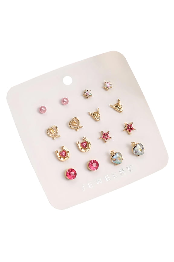 8 Pairs of Small Stud Earrings for Women,Hypoallergenic Earrings for Sensitive Ears Women,316 Stainless Steel Earring Set Flower Earrings,Pink