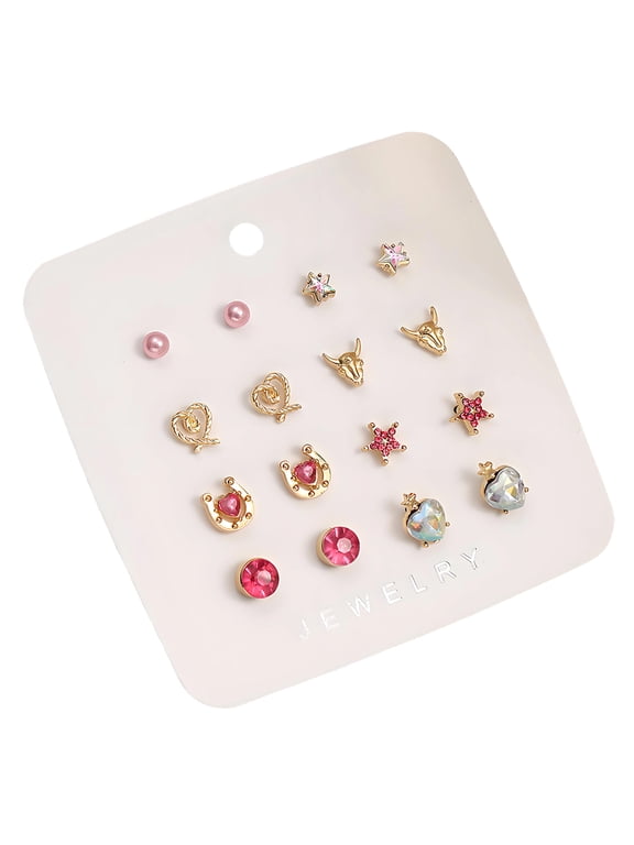 8 Pairs of Small Stud Earrings for Women,Hypoallergenic Earrings for Sensitive Ears Women,316 Stainless Steel Earring Set Flower Earrings,Pink