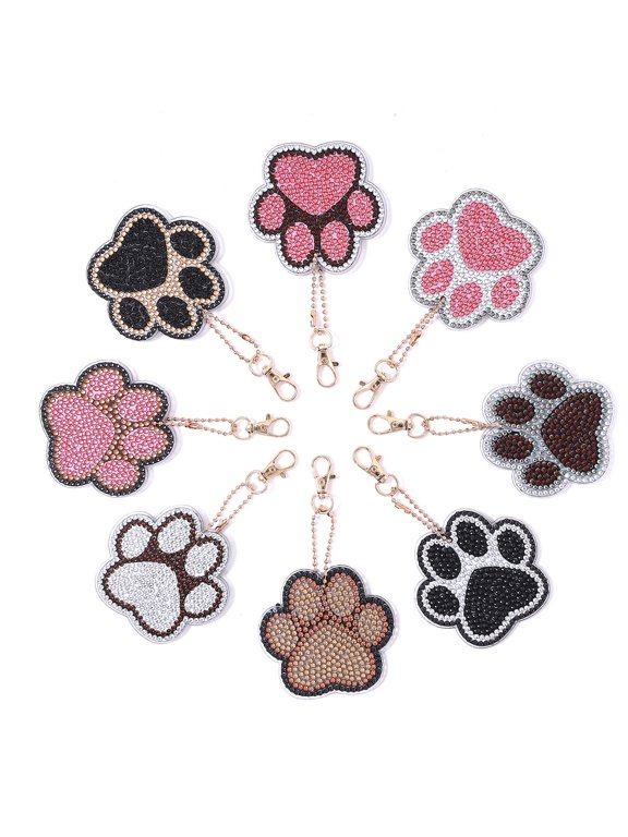 8 Pcs Diamond Art Painting Keychains Kits for Adult Kids Claws Double Sided Key Bag Chains Diamond Art Craft Diy Animal Key Ring Paint with Diamonds Dots Pendant Gift Decor