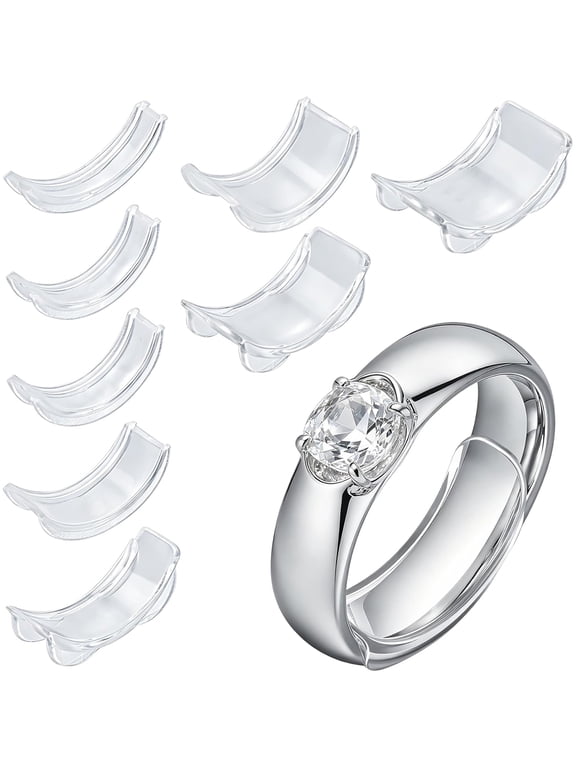 8 Pcs Ring Adjuster Clips Invisible Ring Size Reducer for Loose Rings (Transparent)