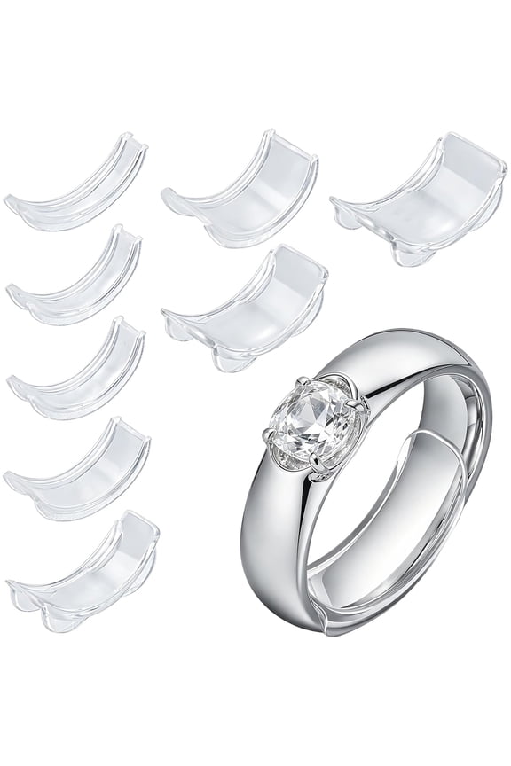 8 Pcs Ring Adjuster Clips Invisible Ring Size Reducer for Loose Rings (Transparent)
